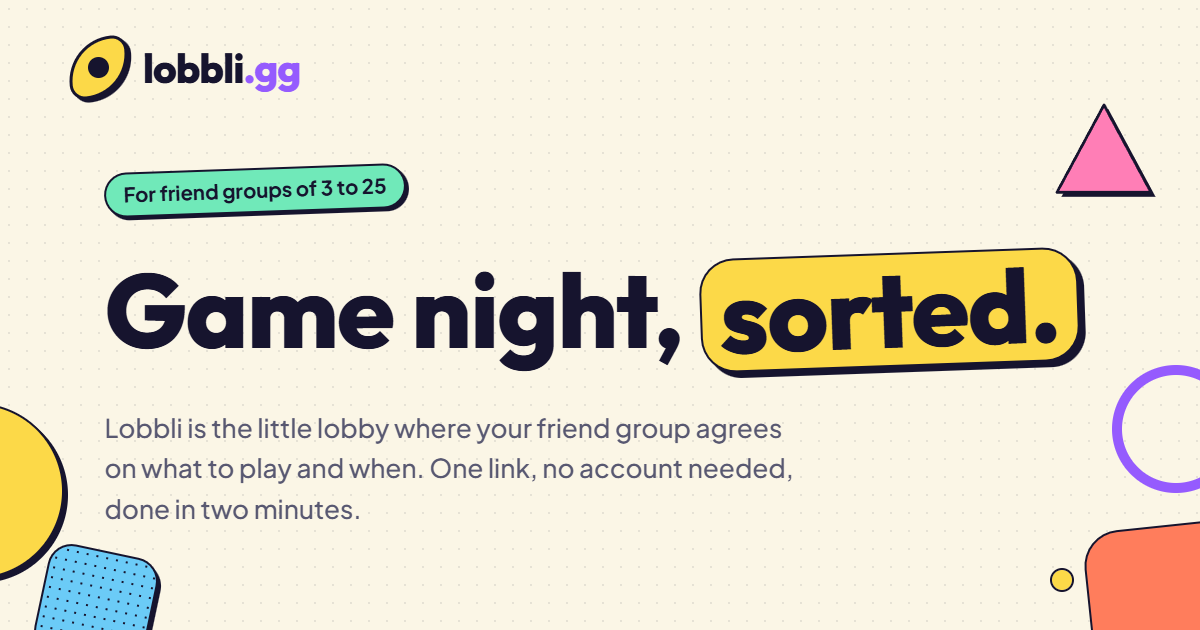 I got tired of gaming sessions dying in group chat, so I built Lobbli.gg, a free scheduling & game-v